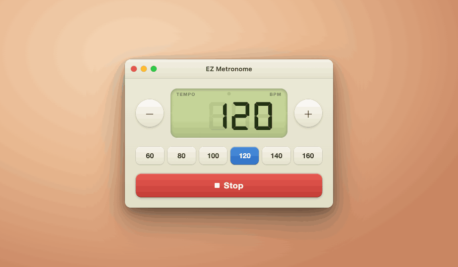 EZ Metronome running with stop button active